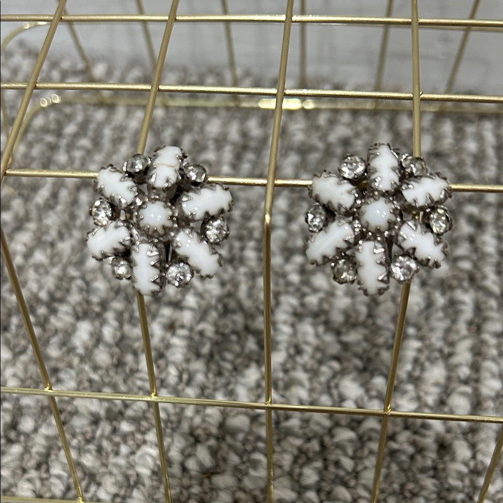 Albert Weiss White and Silver Crystal Earrings